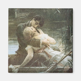 Unga Nygifta Par i Kärlek (Kyssar i en Båt) Magnet