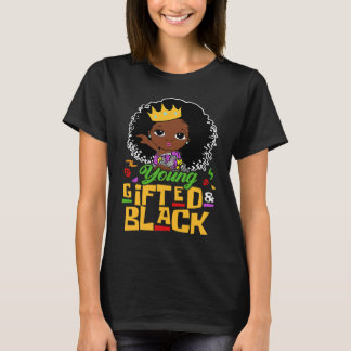 Unga och svarta lilla svarta drottning melanin fli t shirt