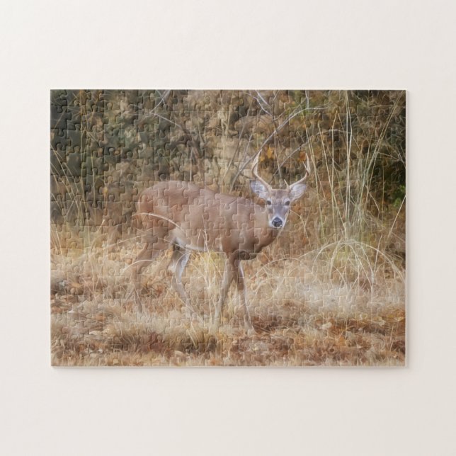 Unga och Vild Buck Hjort Art Nature Puzzle Pussel (Horisontell)
