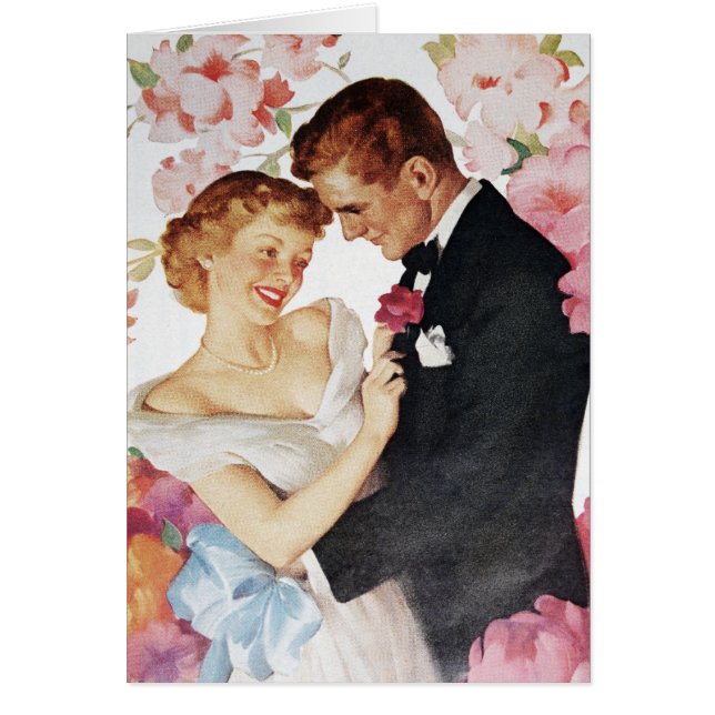 Unga par i formell bära hälsningskort (Framsidan)