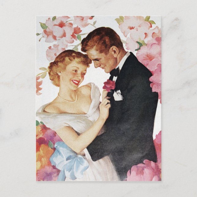 Unga par i formell bära vykort (Framsida)