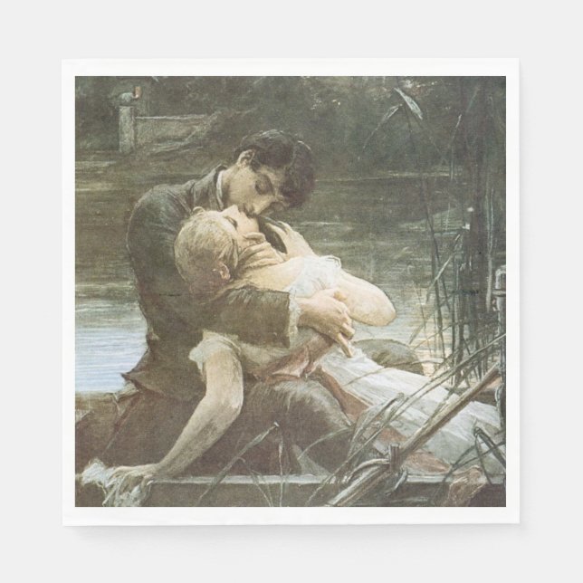 Unga par i Kärlek (Bröllopsfest) (kyss) Pappersservett (Framsidan)