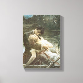 Unga par i Kärlek (Kissing in a Boat)-Vintagen Canvastryck