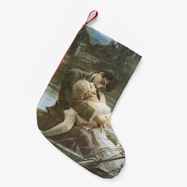 Unga par i Kärlek (Romantic Kissing in a Boat) Liten Julstrumpa (Framsidan (Hängande))