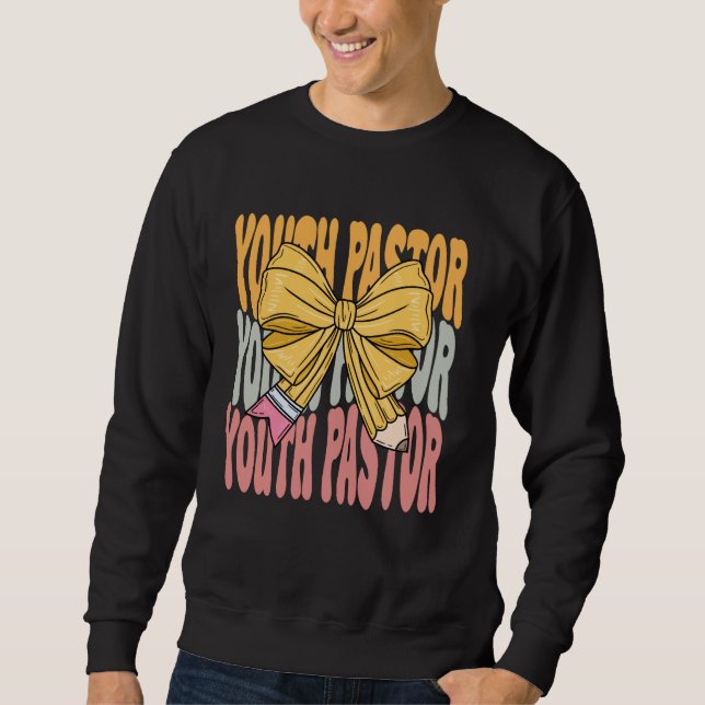 Unga pastor Groovy Coquette Bow Cute Funny Tillbak Lång Ärmad Tröja (Framsida)