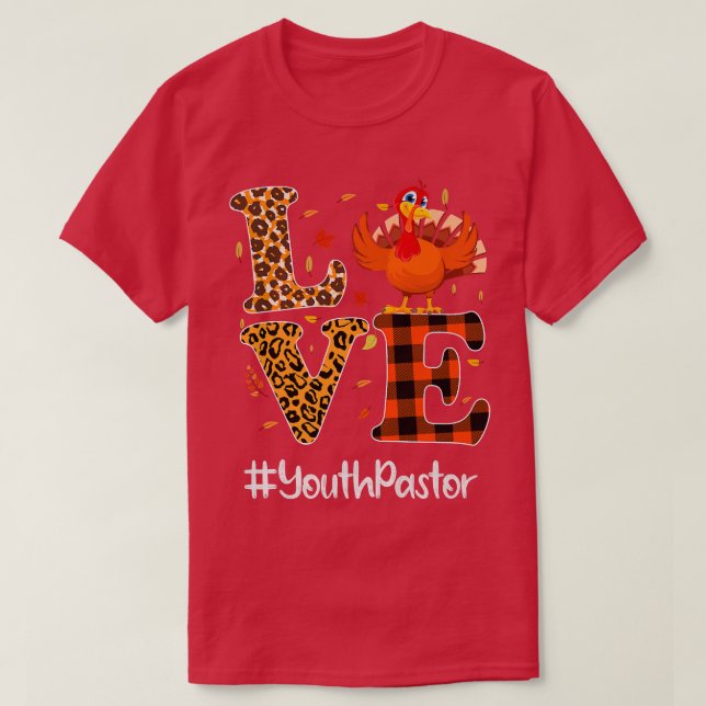 Unga pastor Kärlek Thanksgiving Leopard Turkey Aut T Shirt (Design framsida)