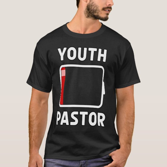 Unga pastor Low Battery Energy Church Camp Minis T Shirt (Framsida)
