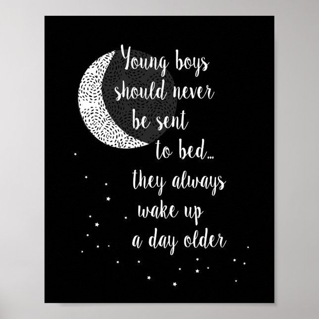 Unga pojkar får aldrig skickas.. Peter Pan Quote Poster (Framsidan)