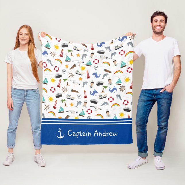 Unga pojkens kapten Sailor Nautical Fleecefilt (På plats)