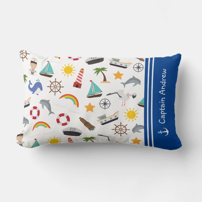 Unga pojkens kapten Sailor Nautical Lumbarkudde (Framsida)