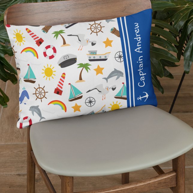 Unga pojkens kapten Sailor Nautical Prydnadskudde (Skapare uppladdad)