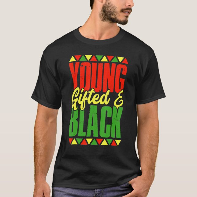 Unga presenterade och svarta historiken afrikansk  t shirt (Framsida)