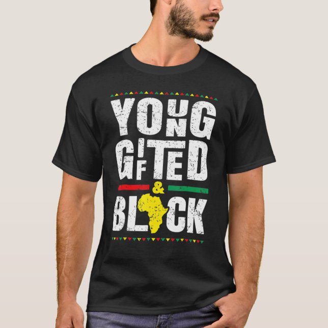 Unga presenterade och svarta historiken afrikansk  t shirt (Framsida)