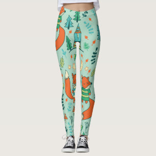 Unga rävar: Barns sjölösa Mönster. Leggings