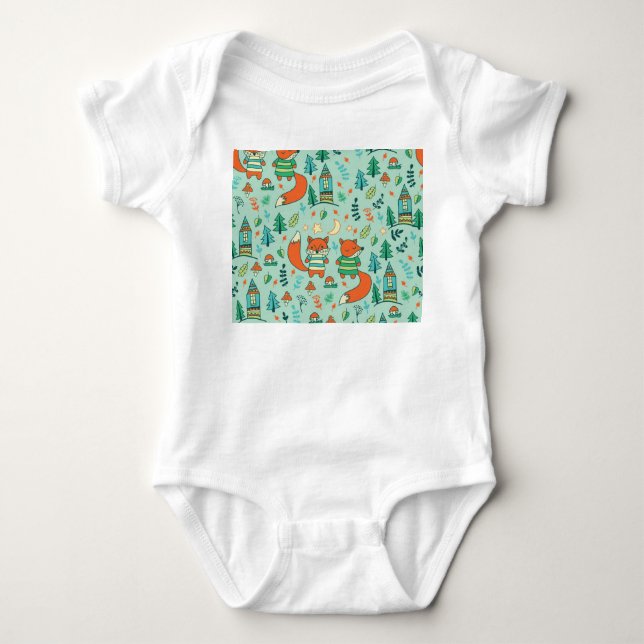 Unga rävar: Barns sjölösa Mönster. T Shirt (Framsida)