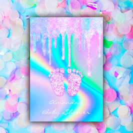 Unga Shower Girly Feet Glitter driver Unicorn Holo Inbjudningar