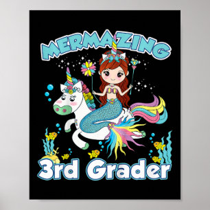 Unga Sjöjungfrun Riding Unicorn tillbaka till Scho Poster