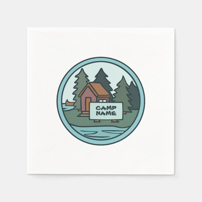 Unga sommarlägerhytt med anpassningsbar pappersservett (Framsidan)