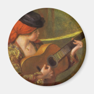 Unga spanska kvinnan med en gitarr av Pierre Renoi Magnet