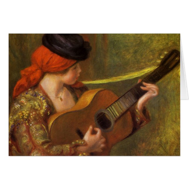 Unga spanska kvinnor med Guitar av Pierre Renoir Hälsningskort (Framsidan Horizontal)