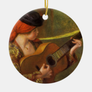 Unga spanska kvinnor med Guitar av Pierre Renoir Julgransprydnad Keramik