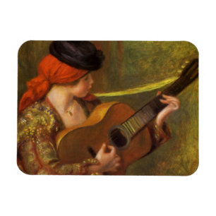Unga spanska kvinnor med Guitar av Pierre Renoir Magnet