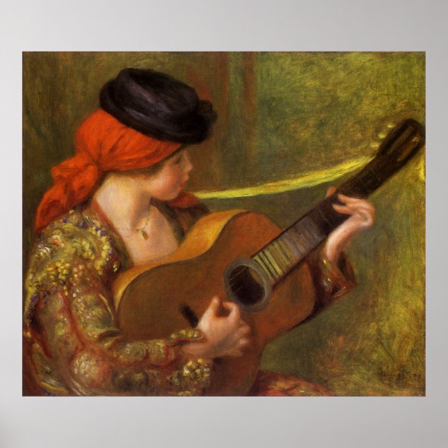 Unga spanska kvinnor med Guitar av Pierre Renoir Poster (Framsidan)