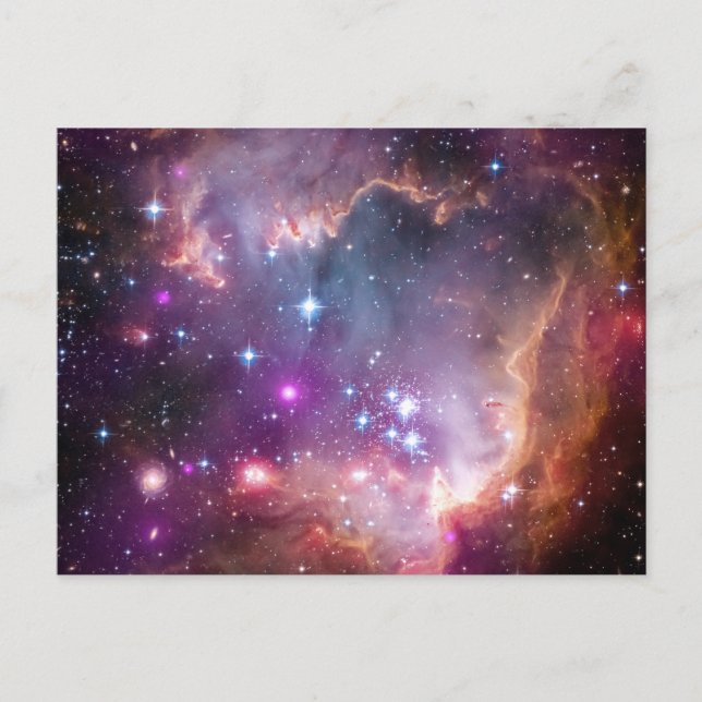 Unga stjärnor i det lilla magelliska molnet. vykort (Framsida)