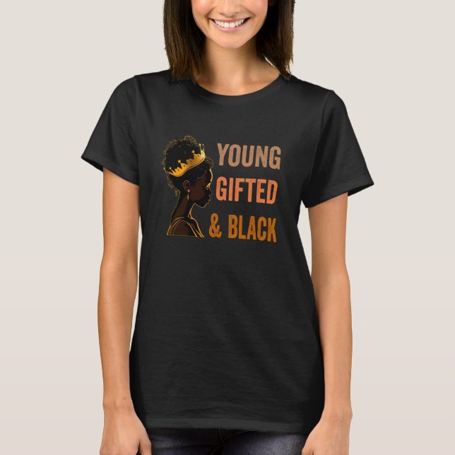 Unga, svarta, afrikanska Amerikansk historia Girl  T Shirt (Framsida)
