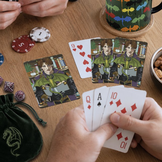 Unga trollkarlar Fantasy bibliotek böcker Drakar Casinokort (Skapare uppladdad)