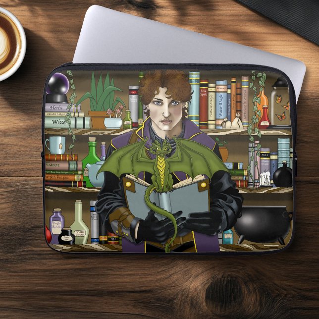 Unga trollkarlar Fantasy bibliotek böcker Drakar Laptop Fodral (Skapare uppladdad)