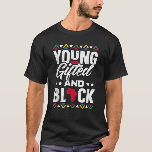 Unga utlämnade svarta Afrikas Pride Svart Historik T Shirt (Framsida)