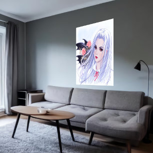 Unga vackra dam AI Art Poster