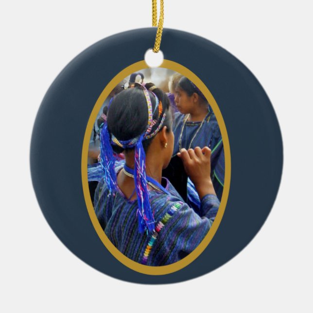 Unga vävarear av Atitlan Julgransprydnad Keramik (Framsidan)