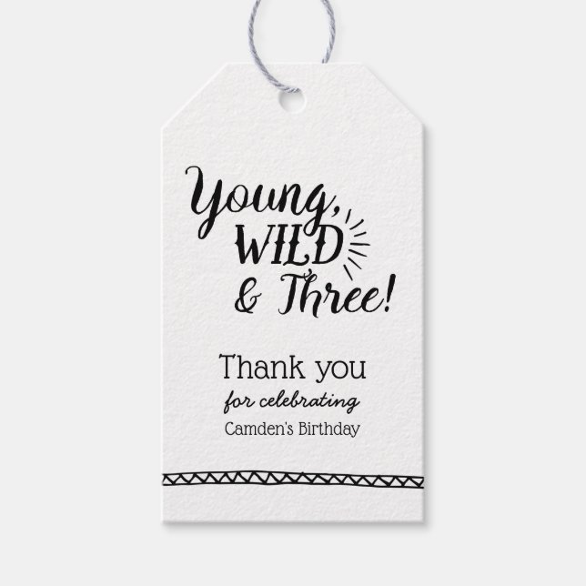 Unga, Vild och tre födelsedagar gynnar märkre Presentetikett (Framsidan)