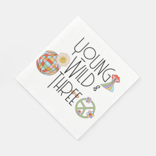 Unga, Vild och tre Kid Birthday Napkin Boho Pappersservett