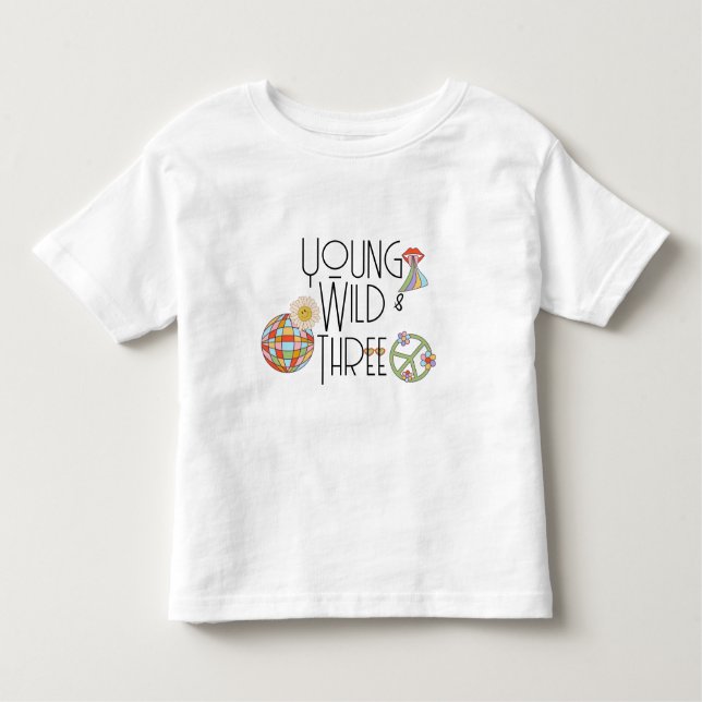 Unga, Vild och tre | Kid Birthday T-Shirt | Boho (Framsida)