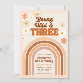 Unga vilda och TRE retro födelsedagsinbjudan  Inbjudningar