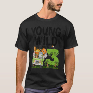 Unga Vilder och 3:e födelsedagen Safari-djur T Shirt