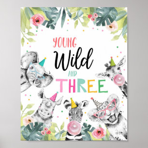 Unga Vilder och Safari Party Animals-skylt Poster