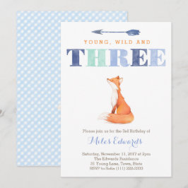 Unga Vilder och tre fox 3:e födelsedag Party Inbjudningar