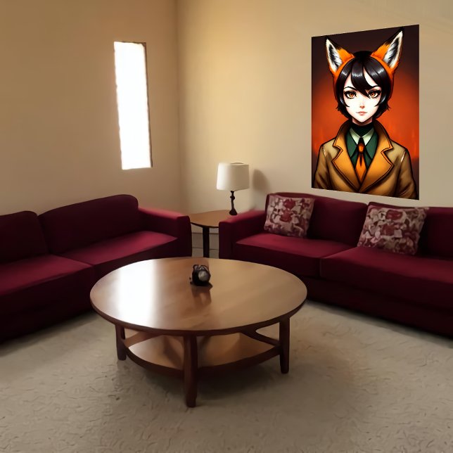 Unga zoomorösa kvinnor, svart hårfots öra | AI Art Poster (Skapare uppladdad)