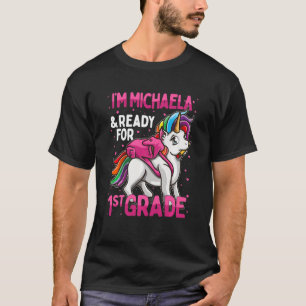 Ungar 1:a grader Unicorn Jag är Michaela och Redo  T Shirt