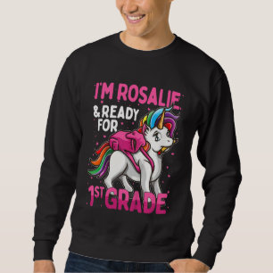 Ungar 1:a grader Unicorn Jag är Rosalie och Redo f Lång Ärmad Tröja