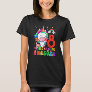 Ungar 8 år gamla flickor Tonåring Unicorn 8:e föde T Shirt