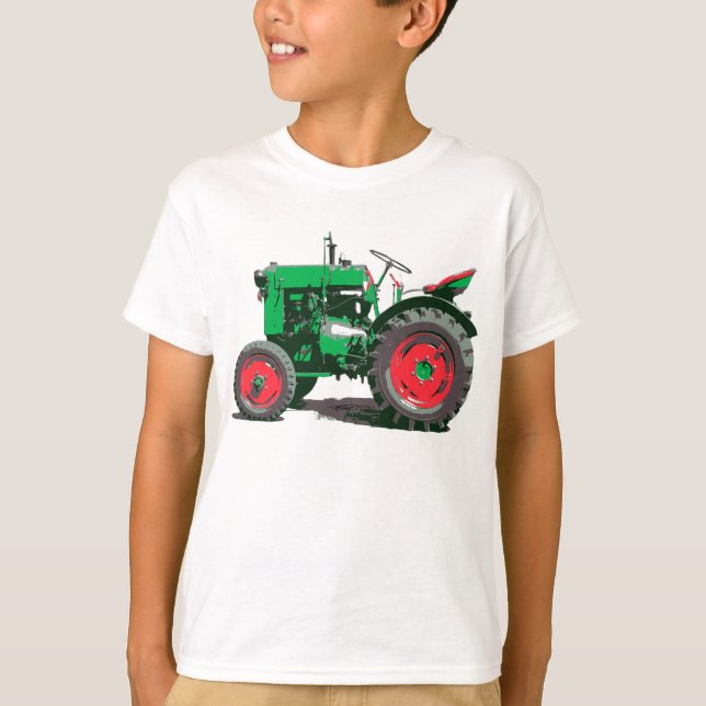 Ungar älskar en stor grön traktor t shirt (Framsida)