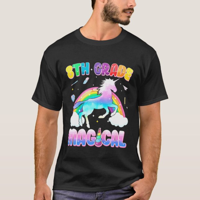 Ungar från 8:e Klass, Magic Unicorn Rainbow tillba T Shirt (Framsida)