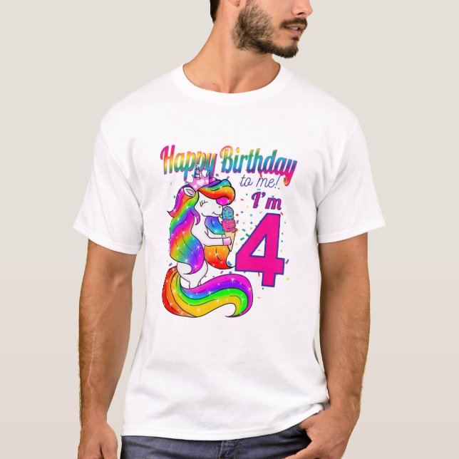 Ungar Grattis på födelsedagen till mig är jag 4 år T Shirt (Framsida)