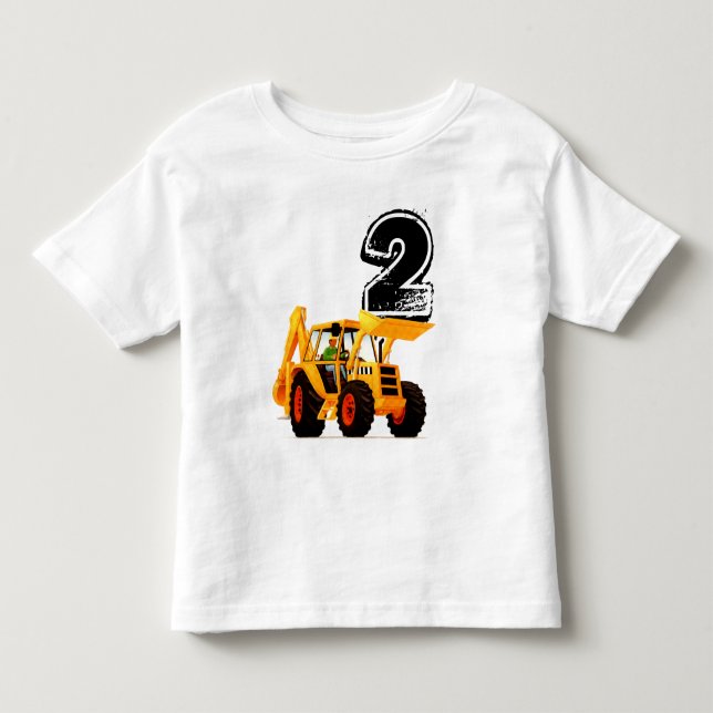 Ungar gulnar den 2nd födelsedagen för grävaren tee shirt (Framsida)