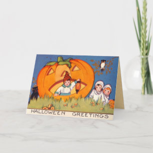Ungar Halloween, stor pumpa, traditionell, Hallows Kort